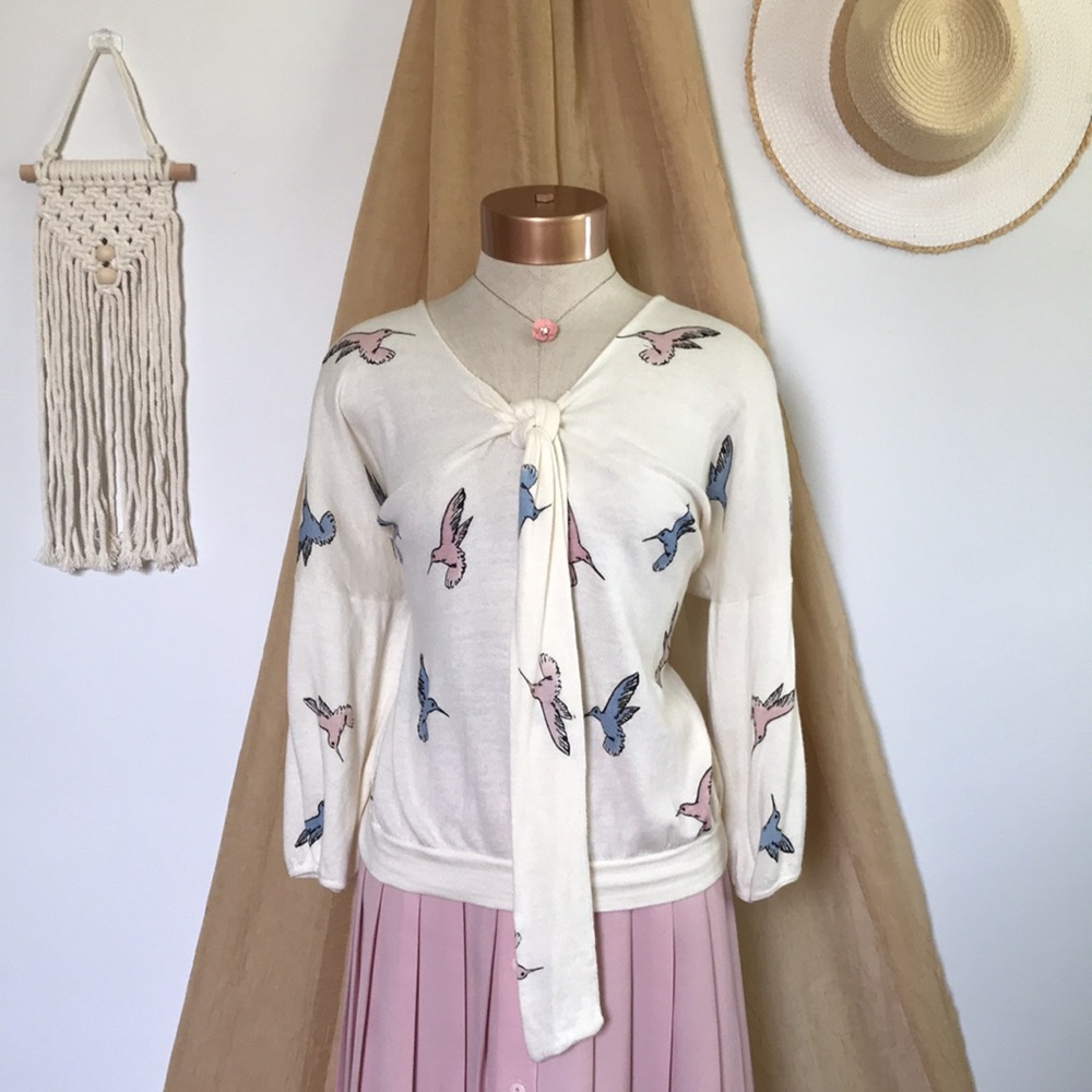 Modcloth Pastel Humming Bird Sweater